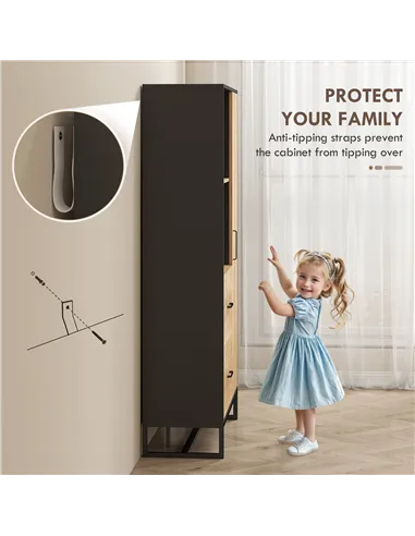 HOMCOM Tall Kitchen Cupboard, Freestanding Kitchen Pantry Cabinet with Adjustable Shelves, Drawers and Soft Close Door, 160cm