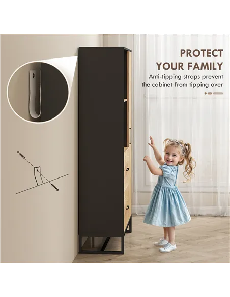 HOMCOM Tall Kitchen Cupboard, Freestanding Kitchen Pantry Cabinet with Adjustable Shelves, Drawers and Soft Close Door, 160cm