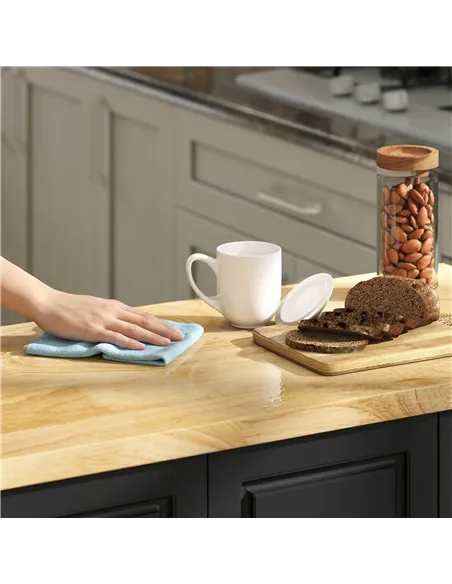 HOMCOM Kitchen Island on Wheels, Rolling Kitchen Storage Trolley with Drop Leaf, Drawers, Towel and Spice Rack, Black