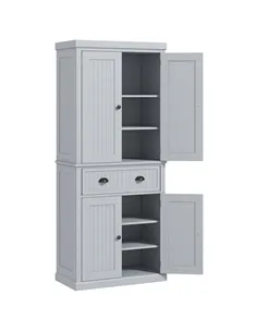 HOMCOM Multi-Storage Mid-Century Kitchen Cabinet - Grey