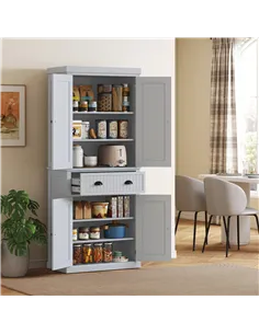 HOMCOM Multi-Storage Mid-Century Kitchen Cabinet - Grey 2