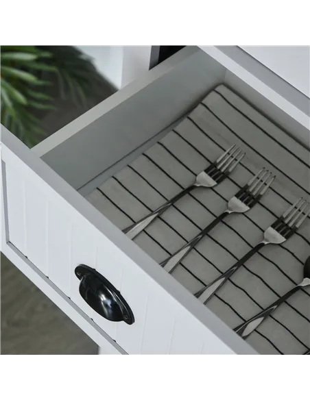 HOMCOM Multi-Storage Mid-Century Kitchen Cabinet - Grey