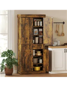 HOMCOM Tall Kitchen Cupboard, Kitchen Pantry Cabinet with Drawer, Shelves, Brown 2