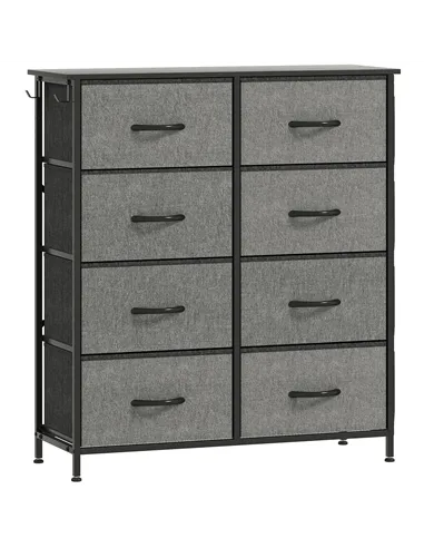 HOMCOM Chest of Eight Fabric Drawers - Charcoal Grey