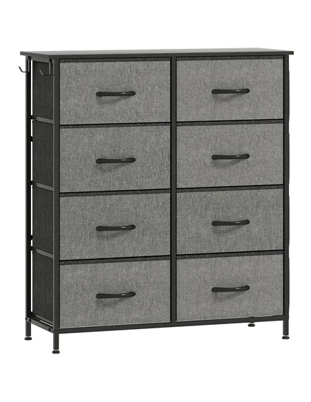 HOMCOM Chest of Eight Fabric Drawers - Charcoal Grey