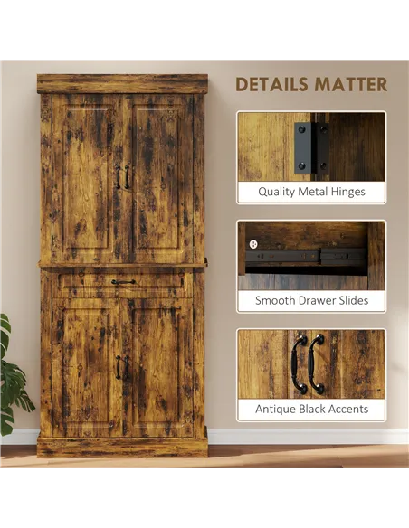 HOMCOM Tall Kitchen Cupboard, Kitchen Pantry Cabinet with Drawer, Shelves, Brown