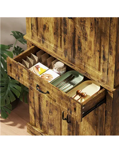 HOMCOM Tall Kitchen Cupboard, Kitchen Pantry Cabinet with Drawer, Shelves, Brown