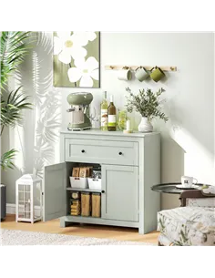 HOMCOM Sideboard Storage Cabinet, Modern Kitchen Cupboard with Adjustable Shelf, Drawer and Double Doors, Green 2