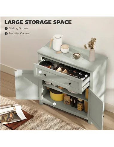 HOMCOM Sideboard Storage Cabinet, Modern Kitchen Cupboard with Adjustable Shelf, Drawer and Double Doors, Green