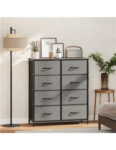 HOMCOM Chest of Eight Fabric Drawers - Charcoal Grey