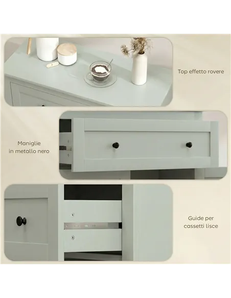 HOMCOM Sideboard Storage Cabinet, Modern Kitchen Cupboard with Adjustable Shelf, Drawer and Double Doors, Green