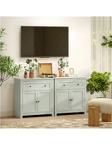 HOMCOM Sideboard Storage Cabinet, Modern Kitchen Cupboard with Adjustable Shelf, Drawer and Double Doors, Green