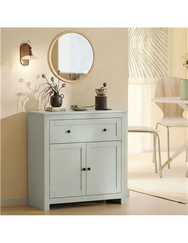 HOMCOM Sideboard Storage Cabinet, Modern Kitchen Cupboard with Adjustable Shelf, Drawer and Double Doors, Green