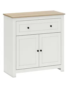 HOMCOM Sideboard Storage Cabinet, Modern Kitchen Cupboard with Adjustable Shelf, Drawer and Double Doors, Cream White