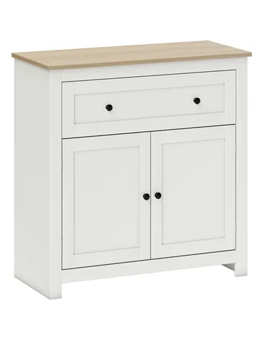 HOMCOM Sideboard Storage Cabinet, Modern Kitchen Cupboard with Adjustable Shelf, Drawer and Double Doors, Cream White