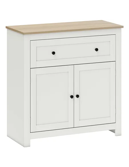HOMCOM Sideboard Storage Cabinet, Modern Kitchen Cupboard with Adjustable Shelf, Drawer and Double Doors, Cream White