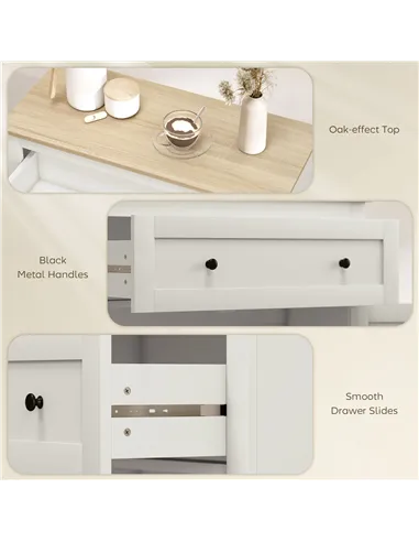 HOMCOM Sideboard Storage Cabinet, Modern Kitchen Cupboard with Adjustable Shelf, Drawer and Double Doors, Cream White