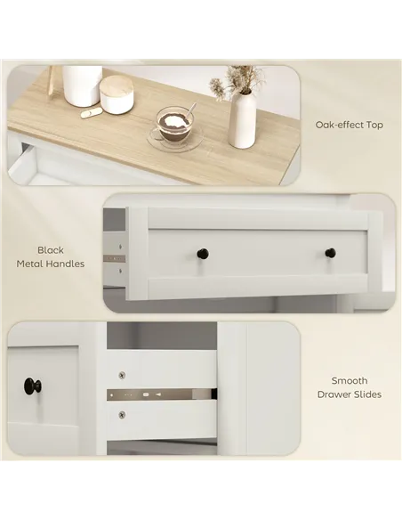 HOMCOM Sideboard Storage Cabinet, Modern Kitchen Cupboard with Adjustable Shelf, Drawer and Double Doors, Cream White