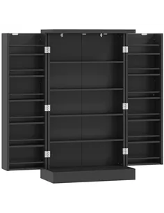 HOMCOM Kitchen Cupboard, Freestanding Multi-Storage Kitchen Pantry Cabinet with Adjustable Shelves, Black