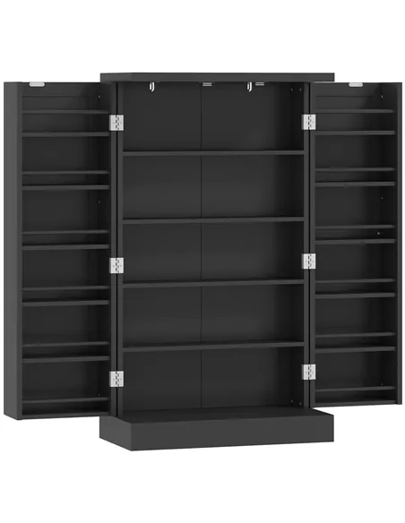 HOMCOM Kitchen Cupboard, Freestanding Multi-Storage Kitchen Pantry Cabinet with Adjustable Shelves, Black