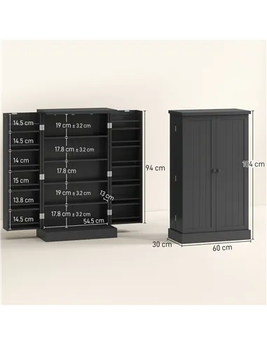 HOMCOM Kitchen Cupboard, Freestanding Multi-Storage Kitchen Pantry Cabinet with Adjustable Shelves, Black