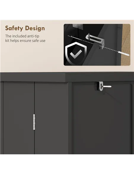 HOMCOM Kitchen Cupboard, Freestanding Multi-Storage Kitchen Pantry Cabinet with Adjustable Shelves, Black