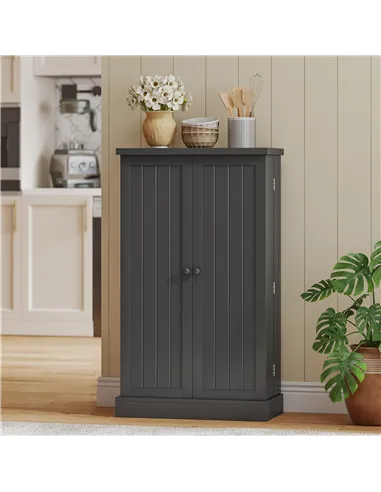 HOMCOM Kitchen Cupboard, Freestanding Multi-Storage Kitchen Pantry Cabinet with Adjustable Shelves, Black