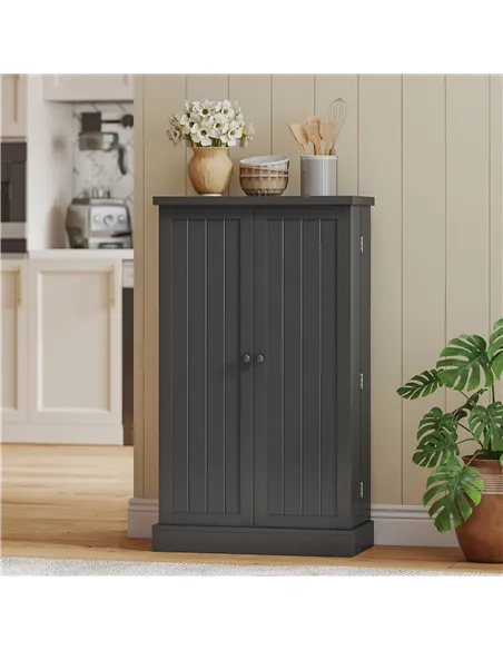 HOMCOM Kitchen Cupboard, Freestanding Multi-Storage Kitchen Pantry Cabinet with Adjustable Shelves, Black