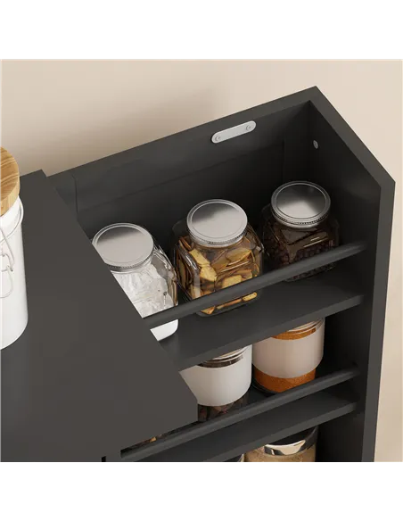 HOMCOM Kitchen Cupboard, Freestanding Multi-Storage Kitchen Pantry Cabinet with Adjustable Shelves, Black