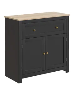 HOMCOM Sideboard Storage Cabinet, Modern Kitchen Cupboard with Adjustable Shelf, Drawer and Double Doors, Black