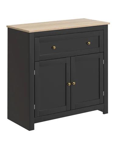 HOMCOM Sideboard Storage Cabinet, Modern Kitchen Cupboard with Adjustable Shelf, Drawer and Double Doors, Black