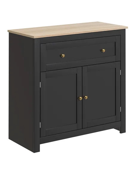 HOMCOM Sideboard Storage Cabinet, Modern Kitchen Cupboard with Adjustable Shelf, Drawer and Double Doors, Black