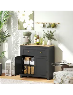 HOMCOM Sideboard Storage Cabinet, Modern Kitchen Cupboard with Adjustable Shelf, Drawer and Double Doors, Black 2