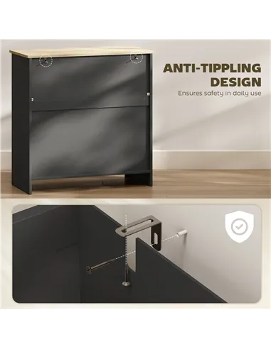 HOMCOM Sideboard Storage Cabinet, Modern Kitchen Cupboard with Adjustable Shelf, Drawer and Double Doors, Black