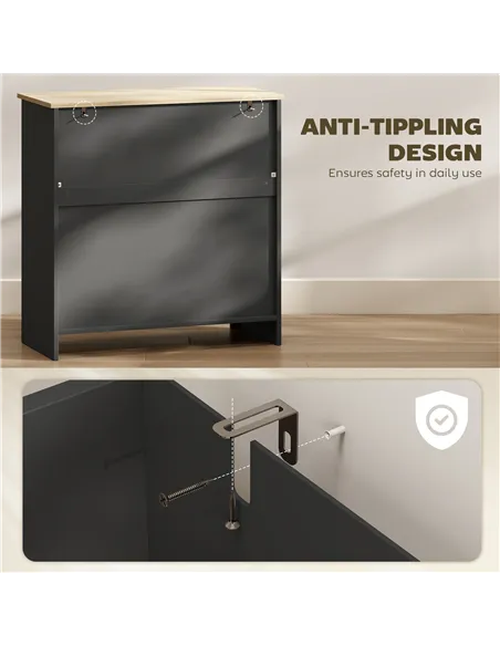 HOMCOM Sideboard Storage Cabinet, Modern Kitchen Cupboard with Adjustable Shelf, Drawer and Double Doors, Black