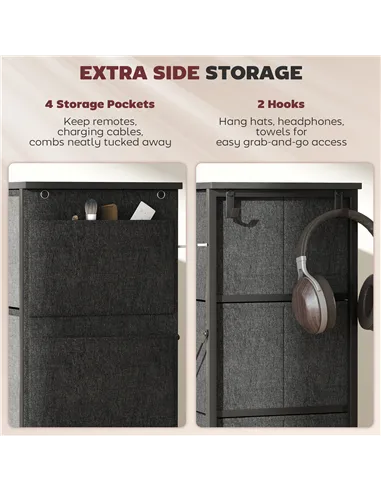 HOMCOM Chest of Eight Fabric Drawers - Charcoal Grey