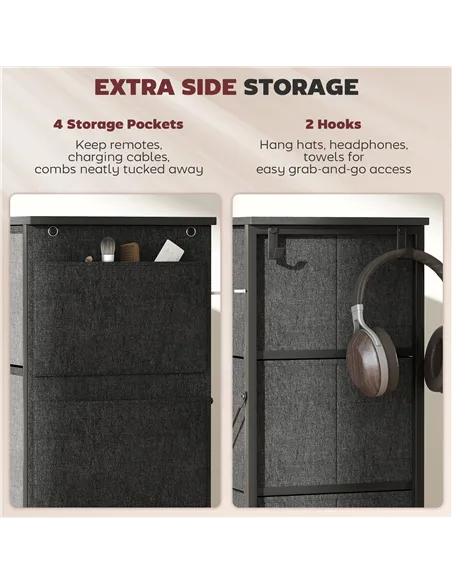 HOMCOM Chest of Eight Fabric Drawers - Charcoal Grey