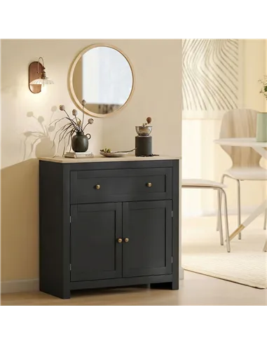 HOMCOM Sideboard Storage Cabinet, Modern Kitchen Cupboard with Adjustable Shelf, Drawer and Double Doors, Black