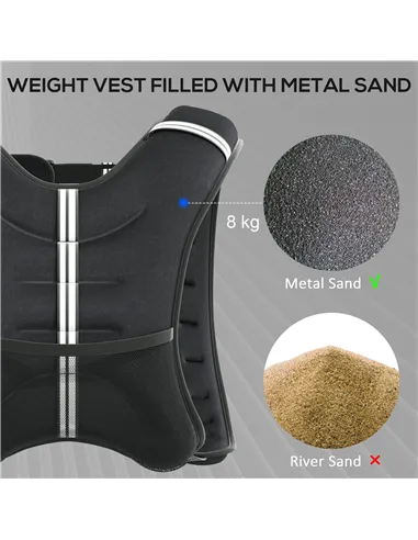 HOMCOM 8KG Weighted Vest, Running Weight Vest with Adjustable Strap, Convenient Pocket and Reflective Strips for Men and Women