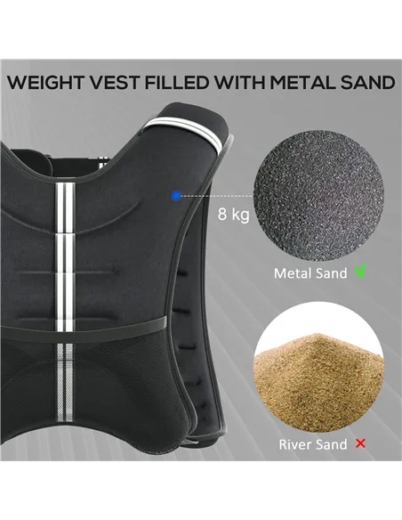 HOMCOM 8KG Weighted Vest, Running Weight Vest with Adjustable Strap, Convenient Pocket and Reflective Strips for Men and Women