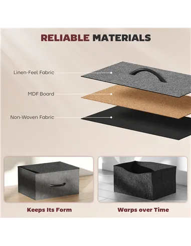 HOMCOM Chest of Eight Fabric Drawers - Charcoal Grey