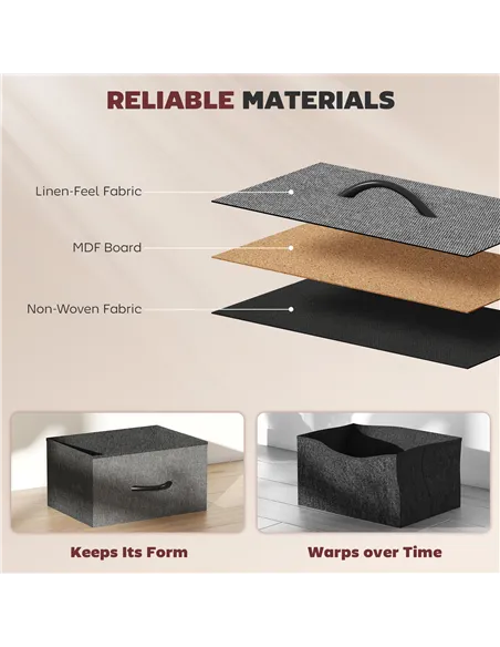 HOMCOM Chest of Eight Fabric Drawers - Charcoal Grey