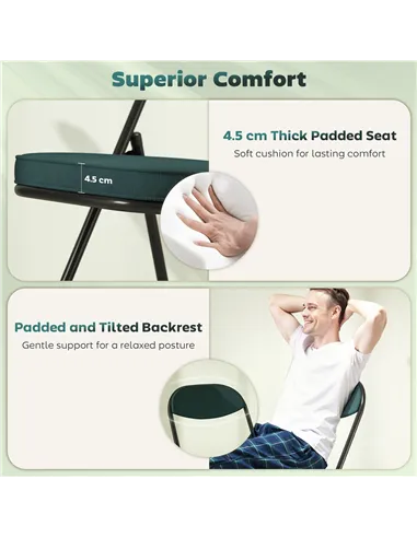 HOMCOM Set of Four Folding Corduroy Seat Chairs - Teal