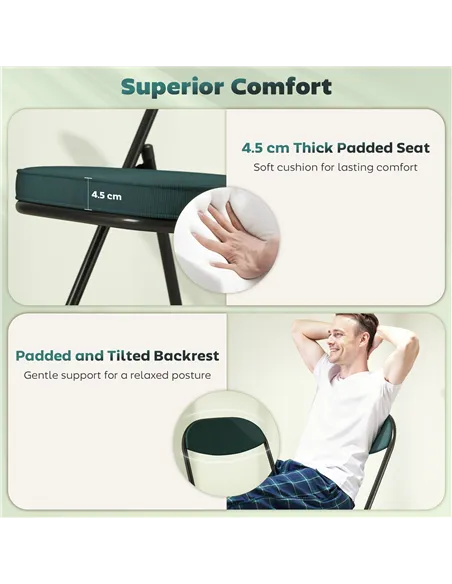 HOMCOM Set of Four Folding Corduroy Seat Chairs - Teal