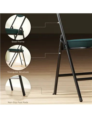 HOMCOM Set of Four Folding Corduroy Seat Chairs - Teal