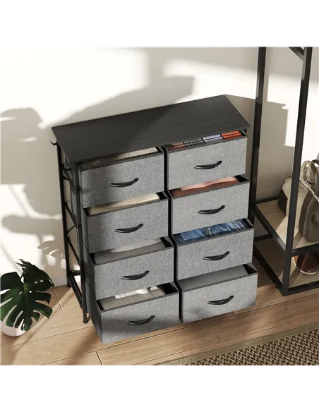 HOMCOM Chest of Eight Fabric Drawers - Charcoal Grey