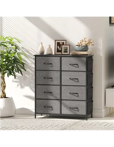 HOMCOM Chest of Eight Fabric Drawers - Charcoal Grey