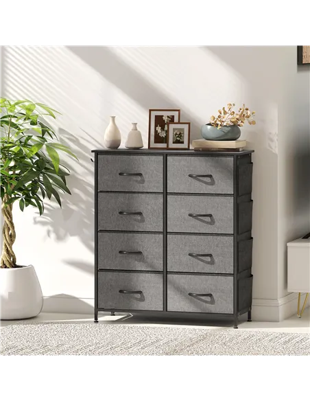 HOMCOM Chest of Eight Fabric Drawers - Charcoal Grey