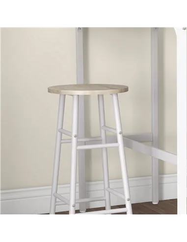 HOMCOM 3 Piece Bar Table Set with 2 Stools, Industrial Bar Table and Stool, Dining Table and Chair, Oak