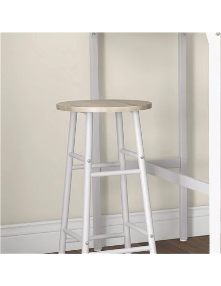 HOMCOM 3 Piece Bar Table Set with 2 Stools, Industrial Bar Table and Stool, Dining Table and Chair, Oak